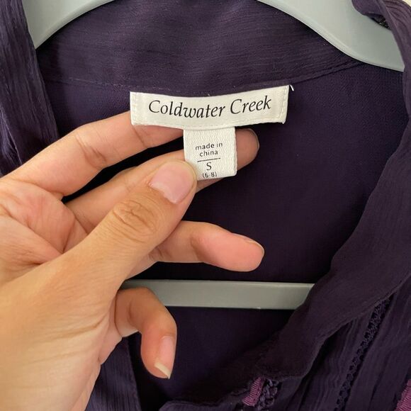 Cold water creek sheer purple long sleeve blouse‎ - Picture 7 of 8